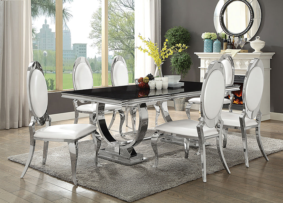 Antoine Rectangular Dining Set Chrome and Grey