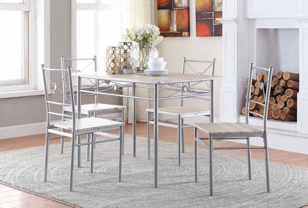 Anna Fontana 5-piece Rectangular Dining Set Brushed Silver - House Of Furniture/Allan's Gallery