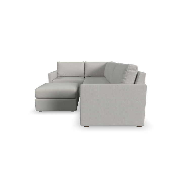 Flex 4-Seat Sectional with Narrow Arm and Ottoman