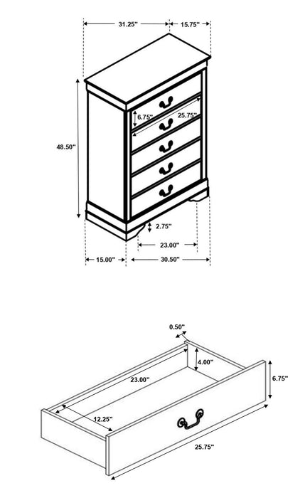 Louis Philippe 4 & 5 Piece Panel Bedroom Set with High Headboard E.king & Full - House Of Furniture/Allan's Gallery