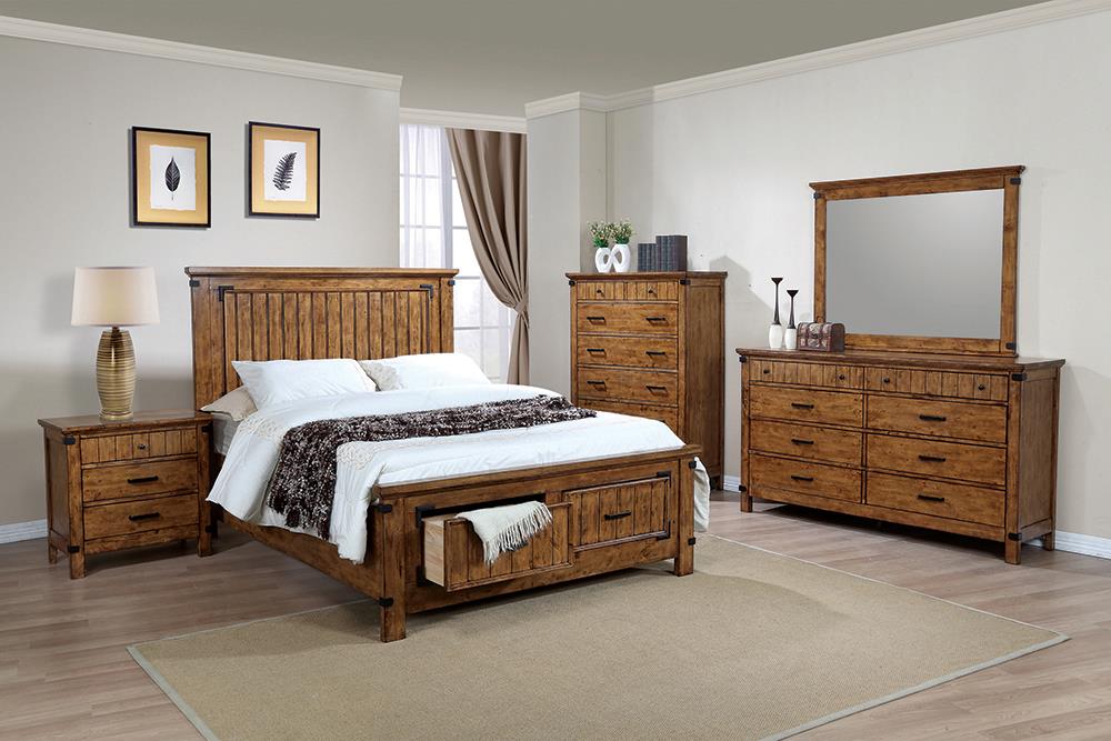 Brenner 5-Piece Storage Bedroom Set Rustic Honey Queen image