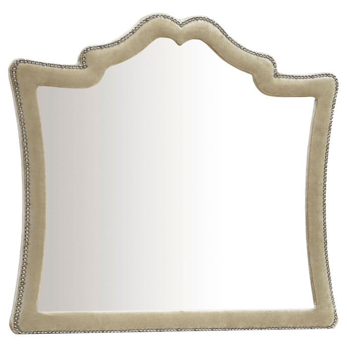 Antonella Dresser Mirror with Nailhead Trim Camel image