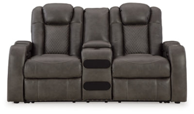 Fyne-Dyme Power Reclining Loveseat with Console - House Of Furniture/Allan's Gallery