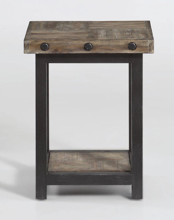 Flexsteel Carpenter Chairside Table in Rustic Gray