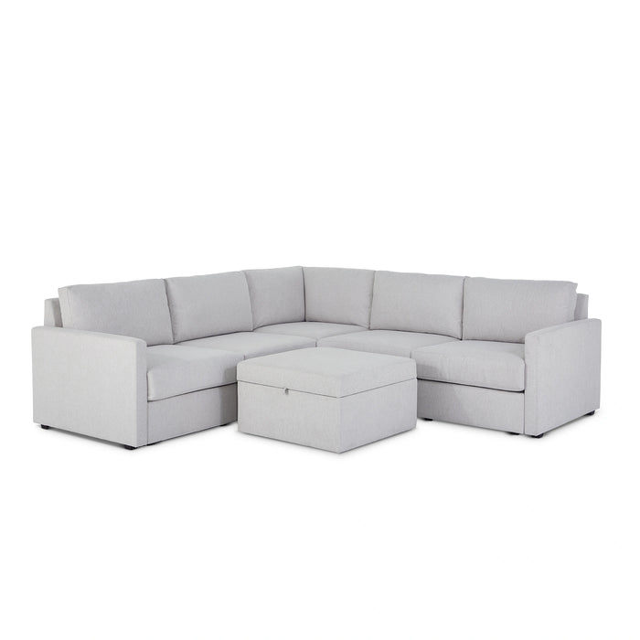 Flex 5-Seat Sectional with Narrow Arm and Storage Ottoman - 5000003371