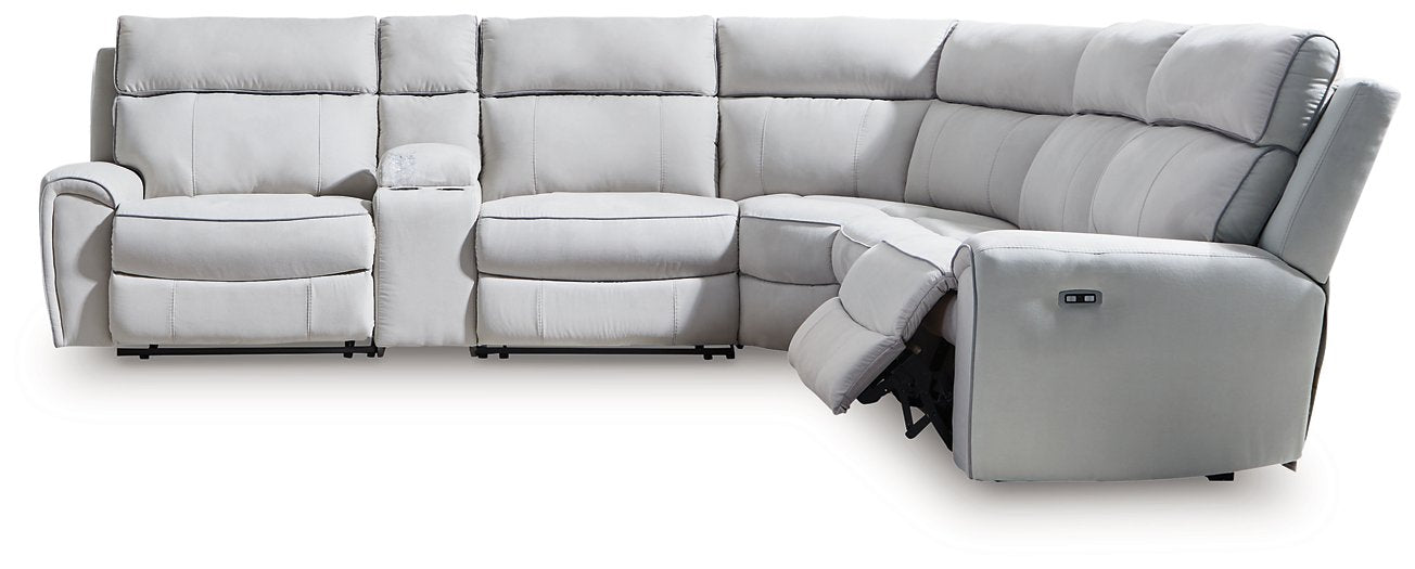 Social Pointe Reclining Sectional with Storage Console - House Of Furniture/Allan's Gallery