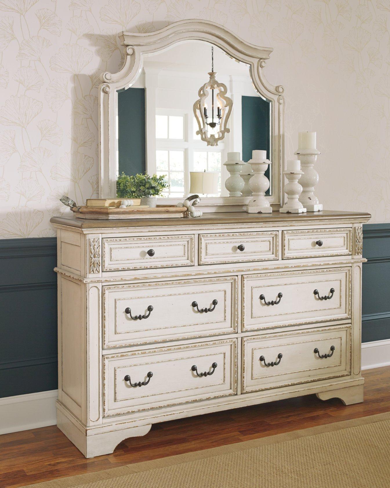 ashley furniture dresser with mirror Ryderton Black and Gray 6 Drawer Dresser with Rectangular Mirror