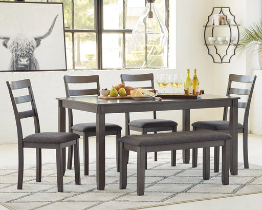 Bridson Dining Table and Chairs with Bench (Set of 6) - House Of Furniture/Allan's Gallery