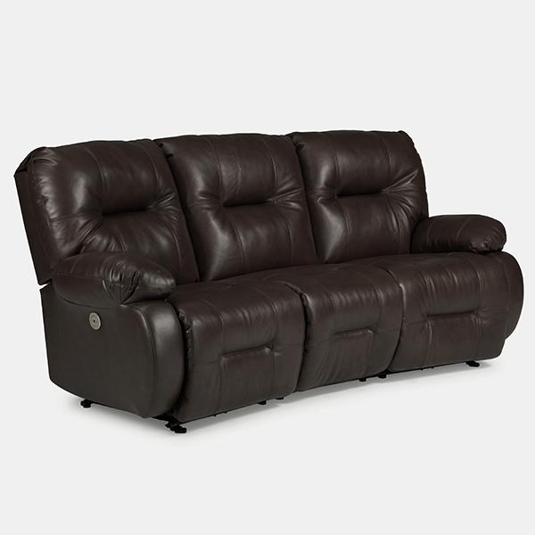 BRINLEY COLLECTION LEATHER POWER HEAD TILT RECLINING CONVERSATION SOFA- U700CZ4