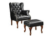 Roberts Button Tufted Back Accent Chair with Ottoman Black and Espresso - House Of Furniture/Allan's Gallery