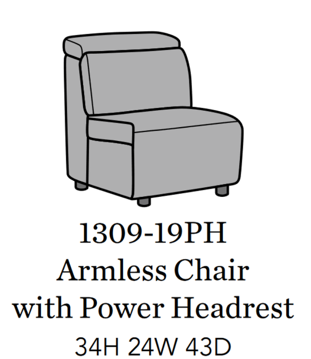 Flexsteel Latitudes Astra Leather Armless Chair w/Power Headrest