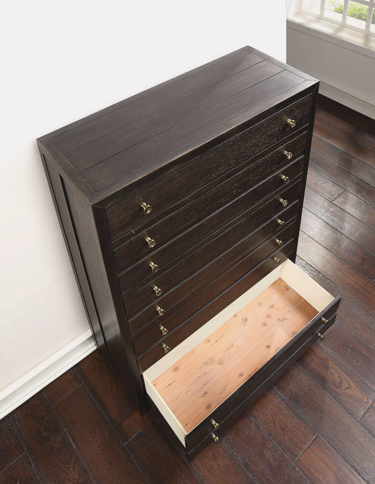 Flexsteel Wynwood Cologne Drawer Chest in Dark Brown