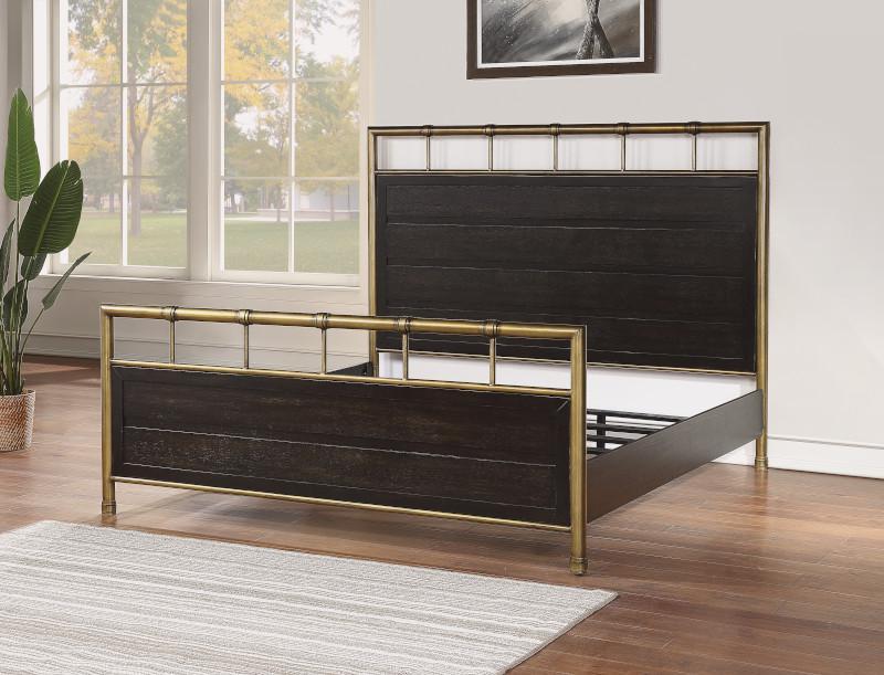 Flexsteel Wynwood Cologne Queen Metal Panel Bed in Dark Brown