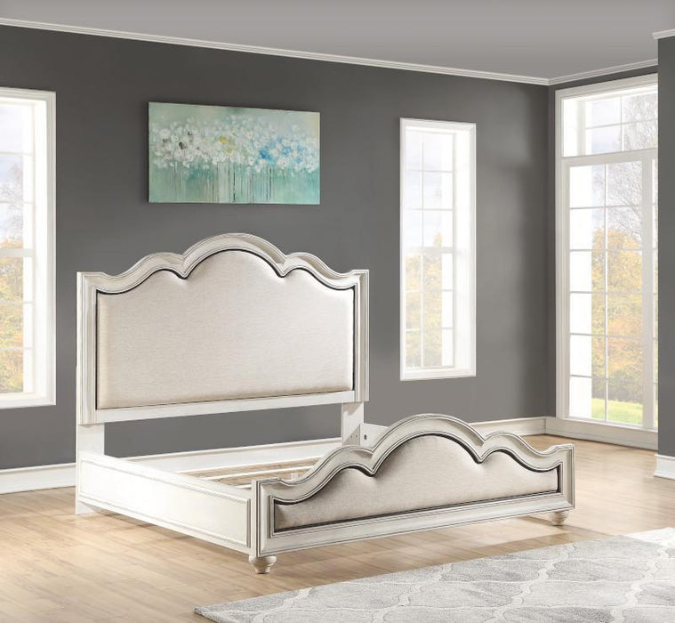 Flexsteel Wynwood Harmony California King Upholstered Panel Bed in White Wood