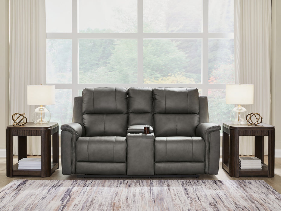 Bleckley Power Reclining Loveseat with Console - House Of Furniture/Allan's Gallery