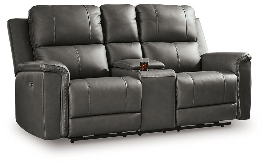 Bleckley Power Reclining Loveseat with Console - House Of Furniture/Allan's Gallery