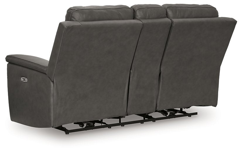 Bleckley Power Reclining Loveseat with Console - House Of Furniture/Allan's Gallery