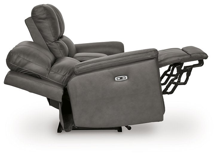 Bleckley Power Reclining Loveseat with Console - House Of Furniture/Allan's Gallery