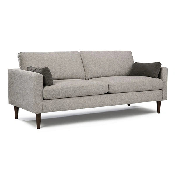 TRAFTON COLLECTION LEATHER STATIONARY SOFA W/2 PILLOWS- S10ELU