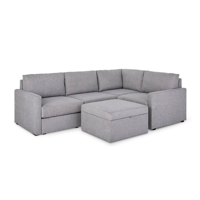 Flex 4-Seat Sectional with Narrow Arm and Storage Ottoman - 5000003359
