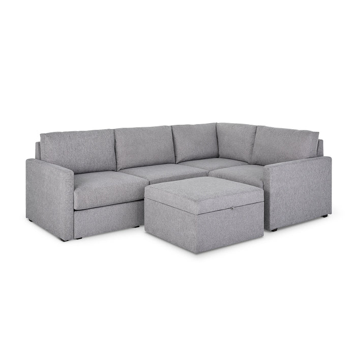 Flex 4-Seat Sectional with Narrow Arm and Storage Ottoman - 5000003359
