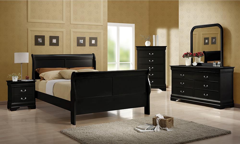 Louis Philippe Traditional Black Sleigh Full Bed image