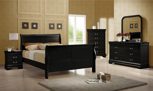 Louis Philippe Traditional Black Sleigh Queen Bed image