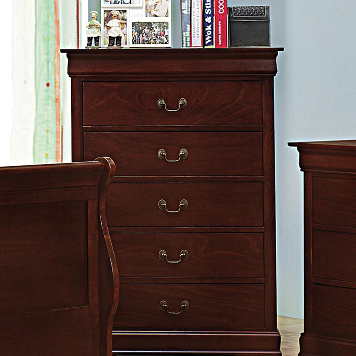 Louis Philippe Red Brown Five-Drawer Chest image