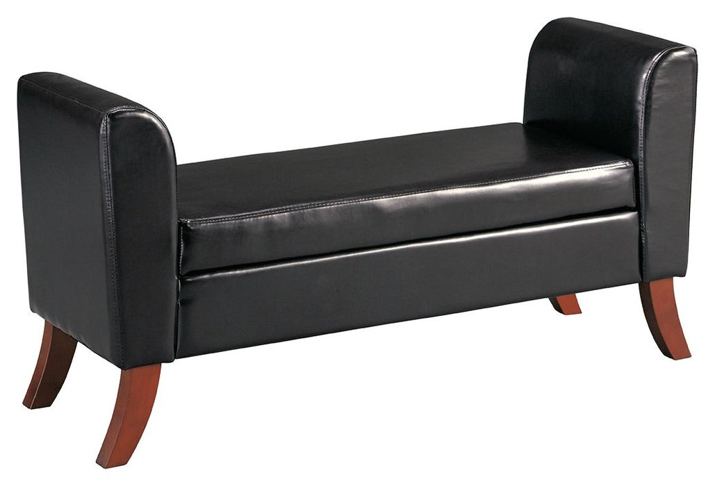 Benches - Upholstered Storage Bench - Curved Legs & Flared Ends
