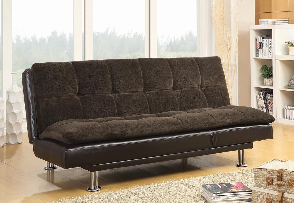 G300313 Contemporary Overstuffed Brown and Chrome Sofa Bed image
