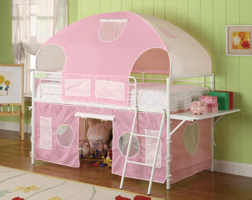 White and Pink Tent Bunk Bed image