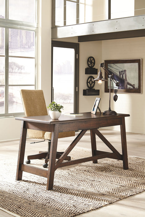 Baldridge - 2 Pc. - Large Leg Desk, Upholstered Swivel Desk Chair