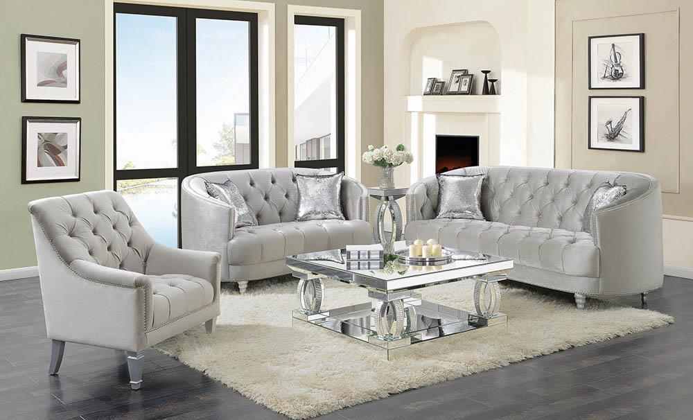 Avonlea Traditional Grey and Chrome Sofa image