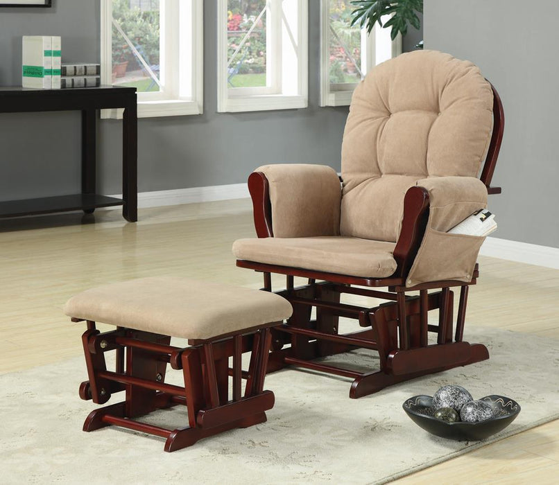Traditional Beige Rocking Glider with Matching Ottoman image