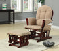Traditional Beige Rocking Glider with Matching Ottoman image