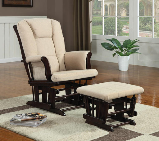 G650011 Traditional Beige Rocking Glider with Matching Ottoman image