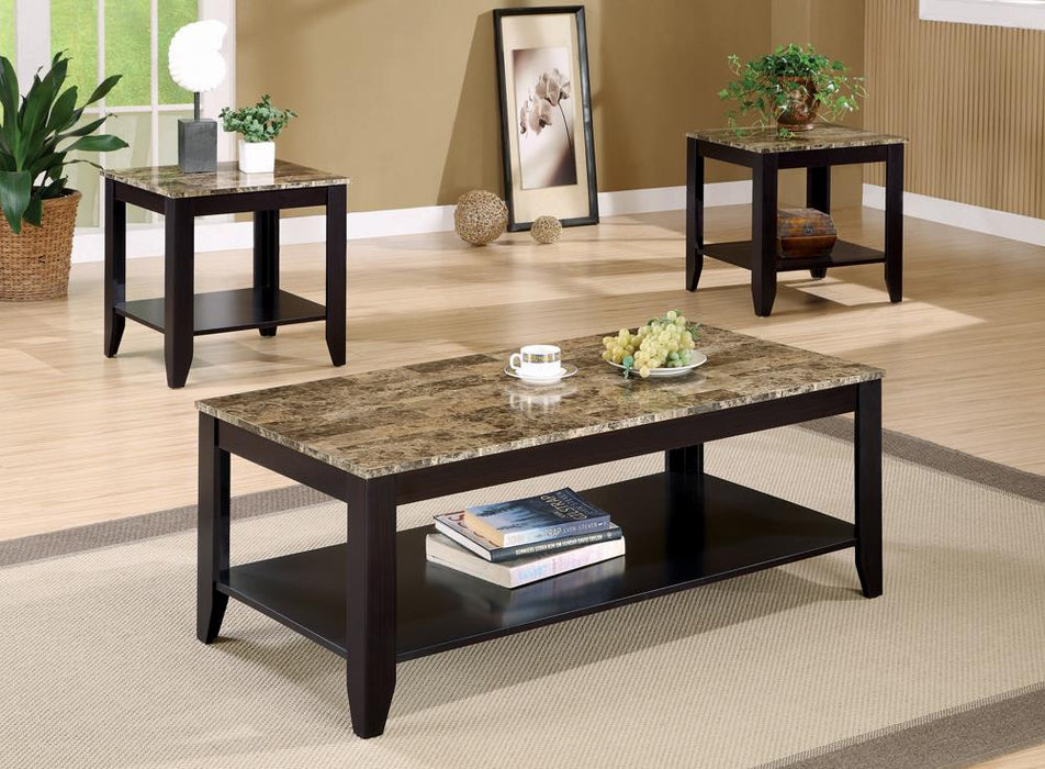 Transitional Marble Look Top Three-Piece Table Set image