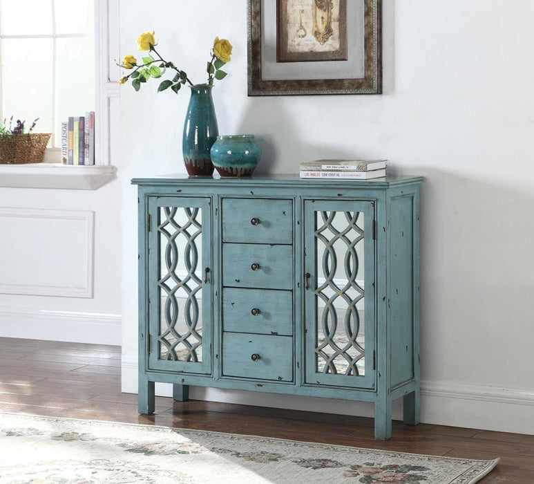 French Country Antique Blue Accent Cabinet image