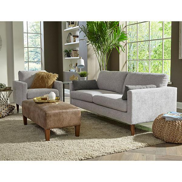 TRAFTON COLLECTION LEATHER STATIONARY SOFA W/2 PILLOWS- S10DWLU