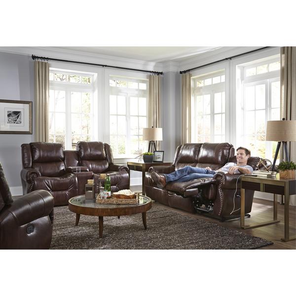 GENET COLLECTION LEATHER RECLINING SOFA W/ FOLD DOWN TABLE- S960CA4