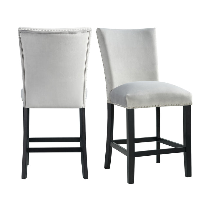 Francesca Gray Velvet Counter Height Chair Set of 2 image