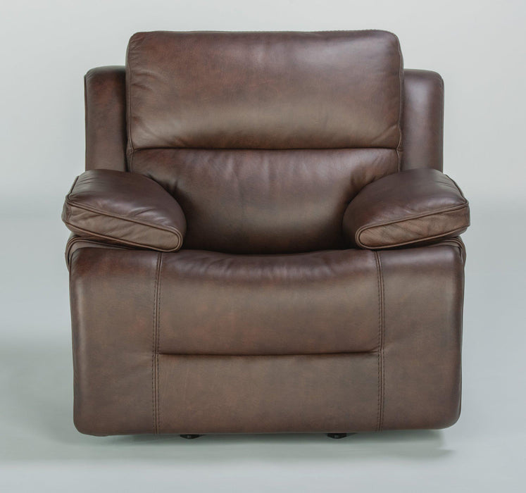 Flexsteel Latitudes Apollo Leather Power Gliding Recliner with Power Headrest in Brown image