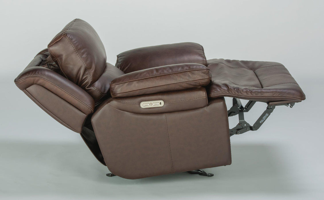 Flexsteel Latitudes Apollo Leather Power Gliding Recliner with Power Headrest in Brown