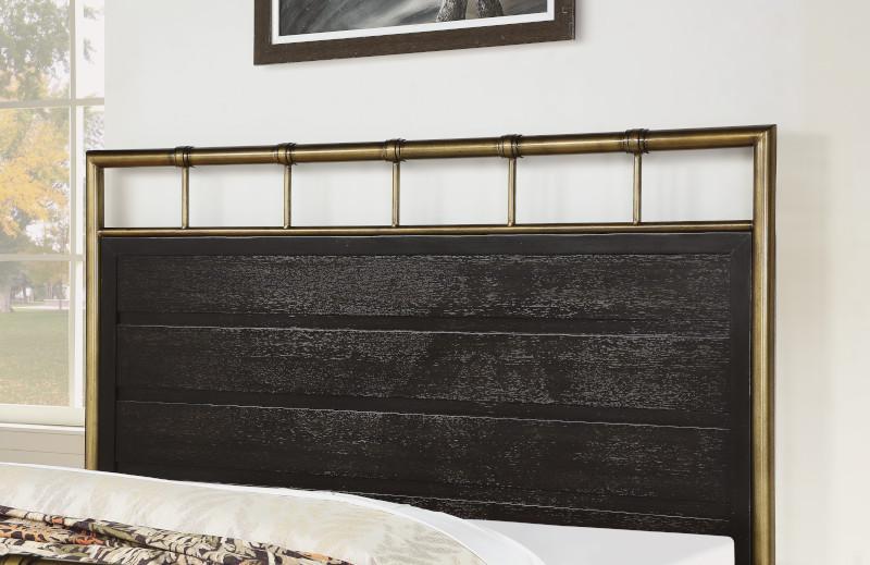 Flexsteel Wynwood Cologne Queen Metal Panel Bed in Dark Brown