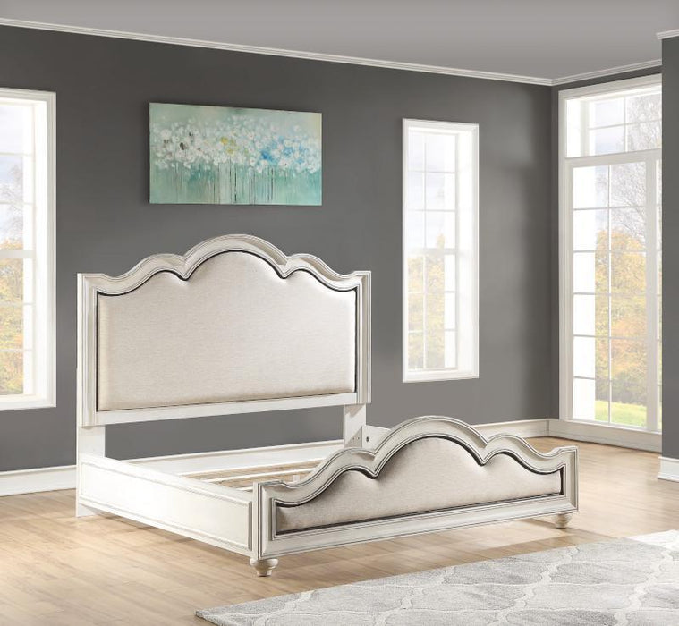 Flexsteel Wynwood Harmony King Upholstered Panel Bed in White Wood