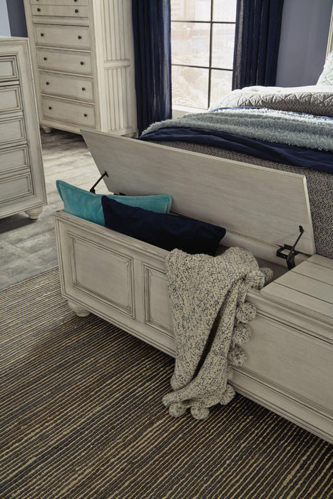 Flexsteel Wynwood Harmony Queen Upholstered Storage Bed in White Wood