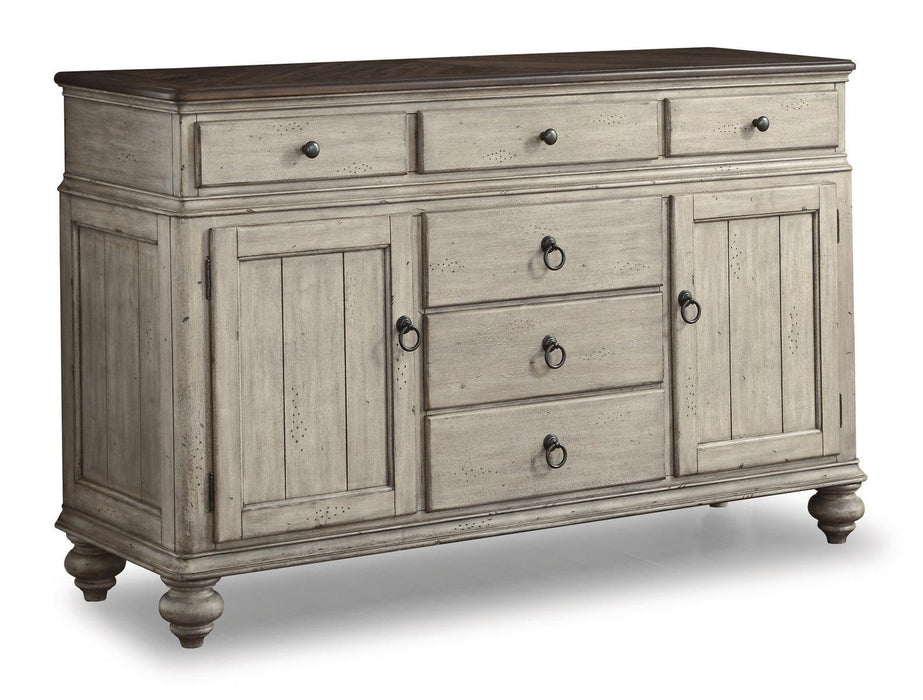 Flexsteel Wynwood Plymouth Buffet with Hutch in Two-Toned