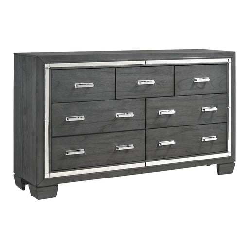 grey 7 drawer dresser 47.24" W 7-Drawer Gray Storage Dresser, Weathered Oak Engineered Wood with Metal Handles