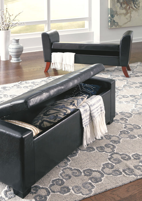 Benches - Upholstered Storage Bench - Curved Legs & Flared Ends